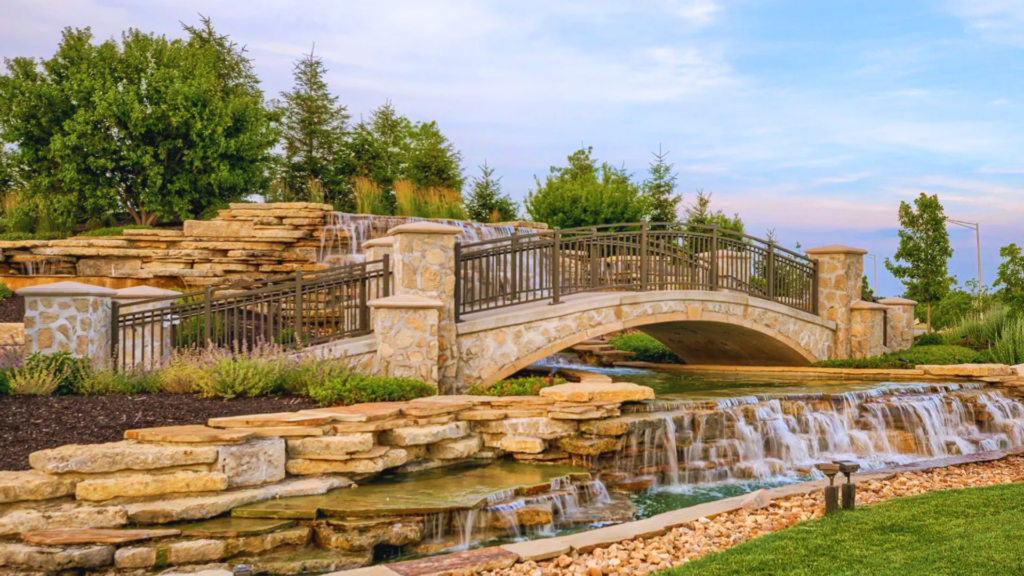 Stone Bridge And Waterfall Near Comerio Homes Kansas City New Home Communities