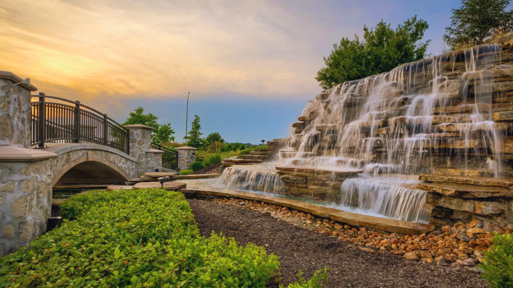 Waterfall And Stone Bridge Near Comerio Homes Kansas City New Home Communities