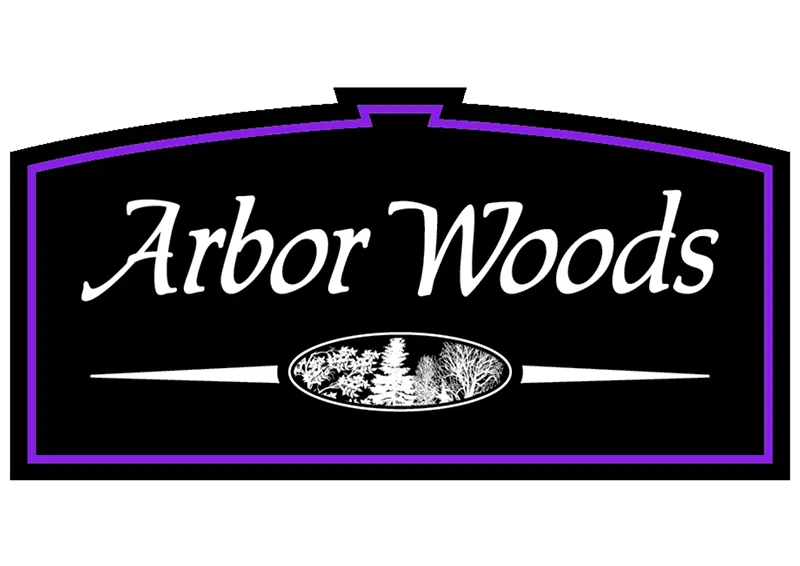 Arbor Woods Community Logo Featuring A Wooded Landscape Emblem.