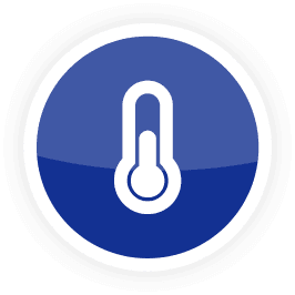 Thermostat icon representing indoor temperature control and home comfort