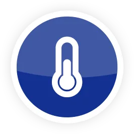 Thermostat icon representing indoor temperature control and home comfort