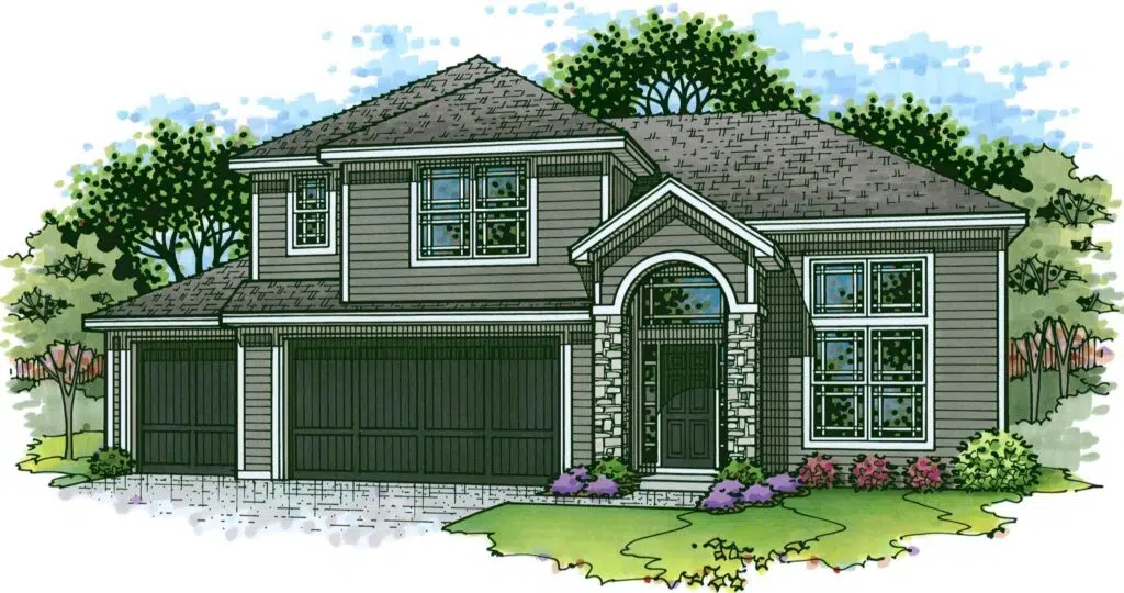 Lugano Garage Left Elevation A 2D Exterior Home Rendering