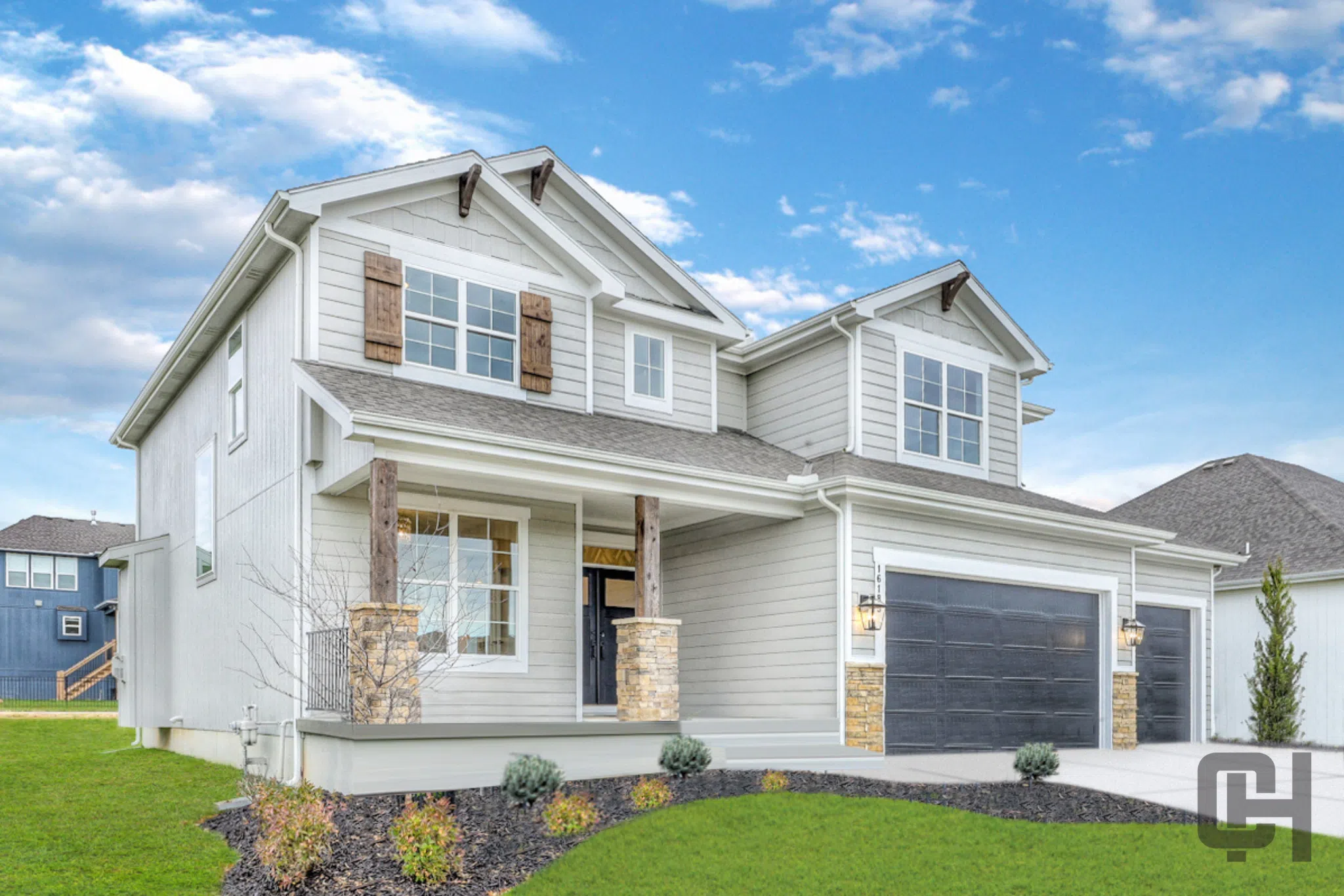 Milano Two-story Home Exterior With Covered Front Porch