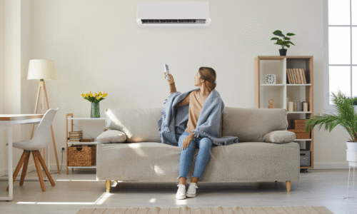 Homeowner Adjusting A Centralized Air System In A Comerio Homes Living Room For Year-round Comfort