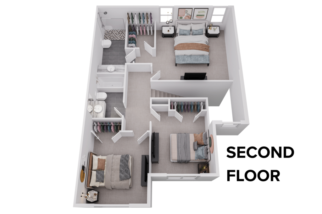 Topaz SF 3D Furnished Second Floor Layout By Comerio Homes