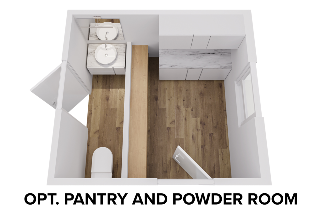 Acacia Main Floor 3D Furnished Layout With Pantry And Powder Room Option By Comerio Homes