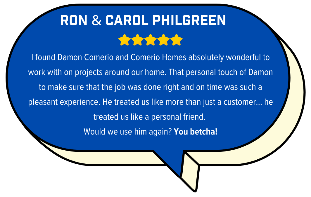 Customer review highlighting experience with a custom home builder at Comerio Homes