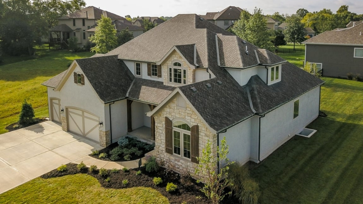 Aerial View Of A Completed New Construction Home Built By Comerio Homes