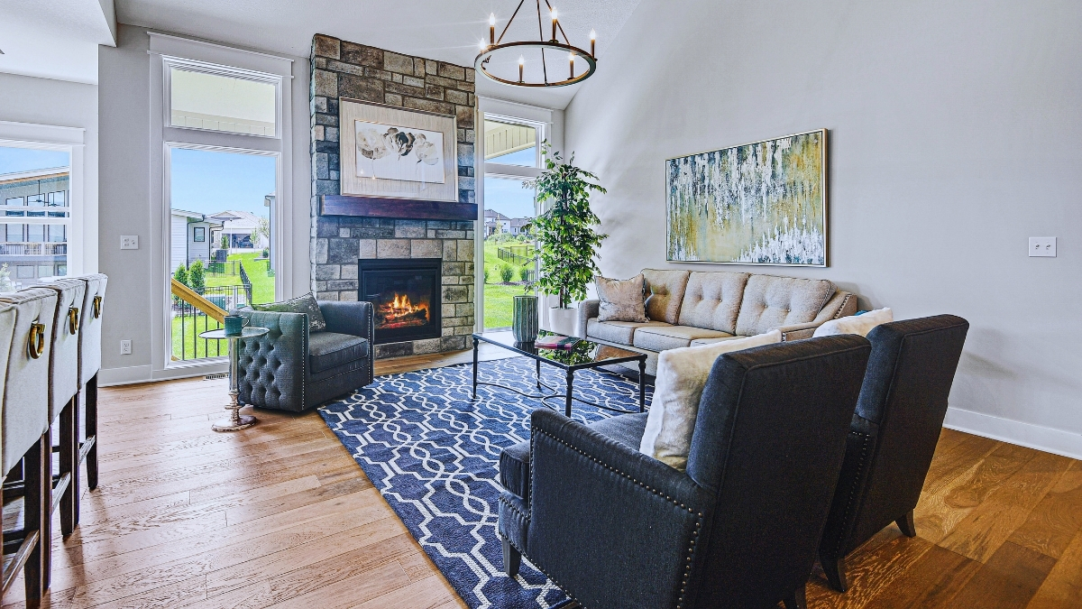 Finished Living Room Interior Featuring Custom Design Details By Comerio Homes