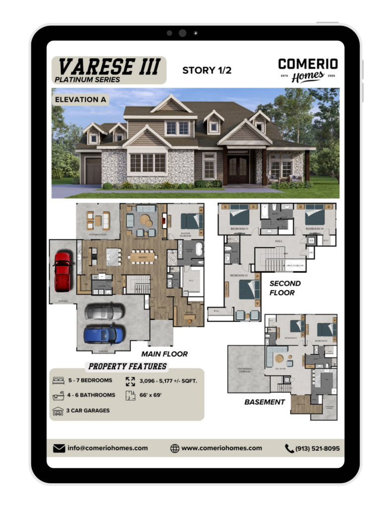 Reviewing a digital floor plan for a new construction home with Comerio Homes