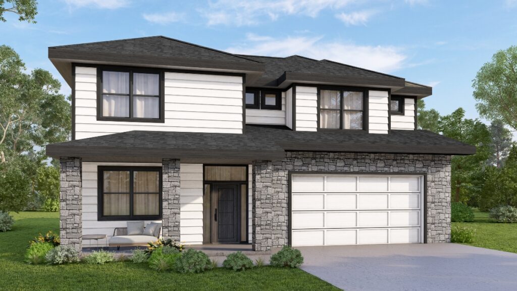 Completed new construction home exterior built by Comerio Homes in the Kansas City area