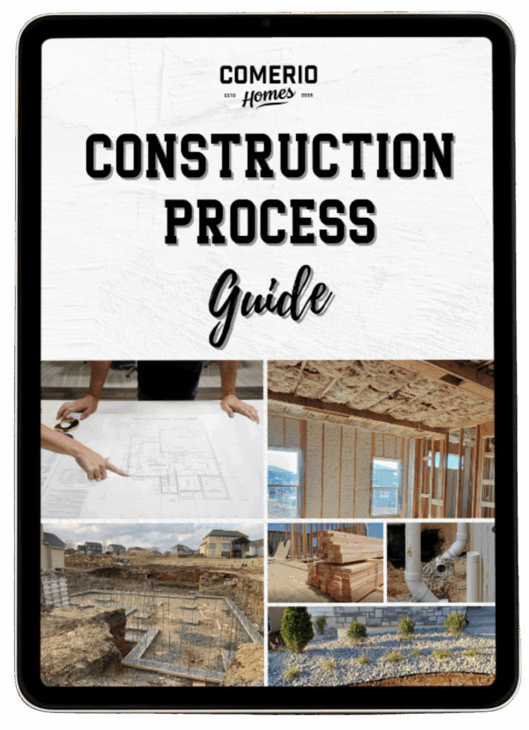Cover of the Comerio Homes construction process guide outlining stages of new home construction
