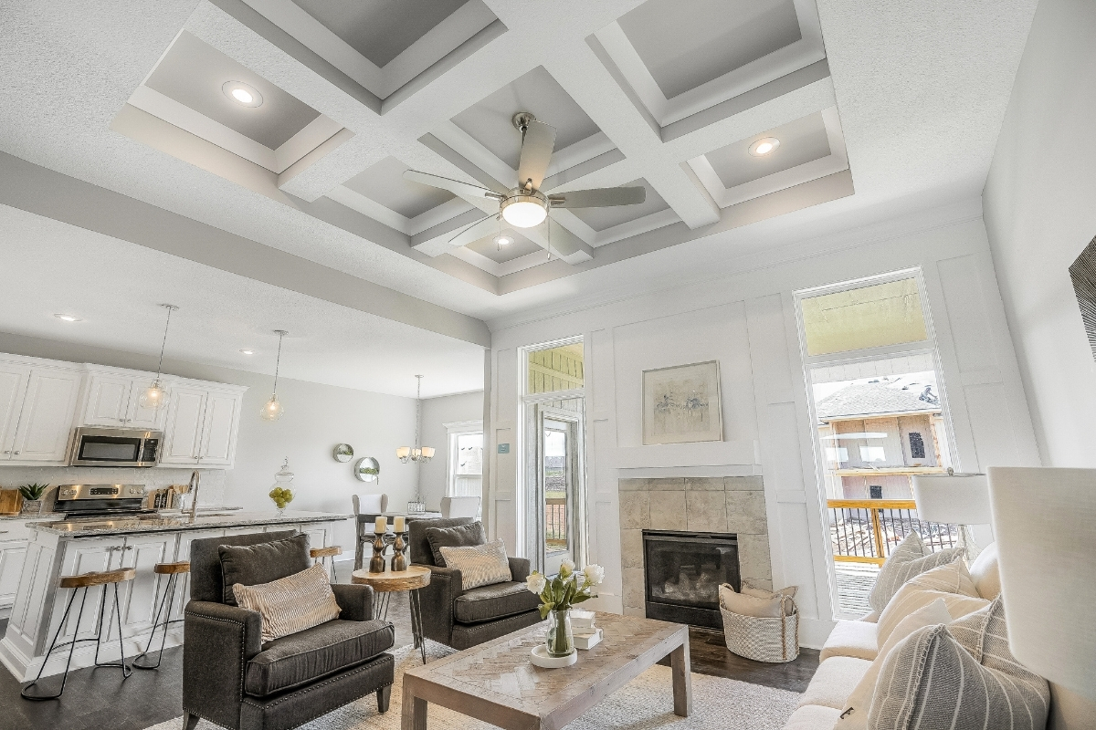 Living room inside a custom home built in Kansas City, MO