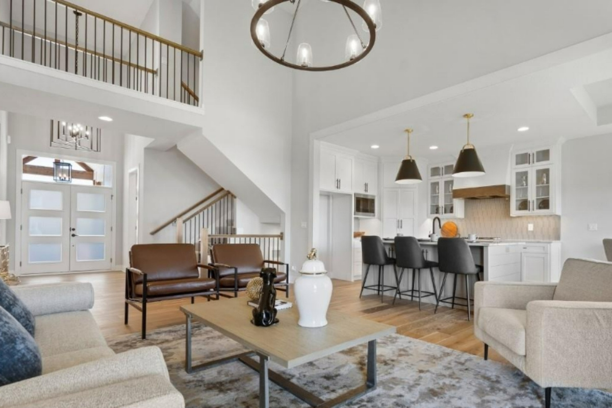 Open concept interior inside a home built by Olathe home builders
