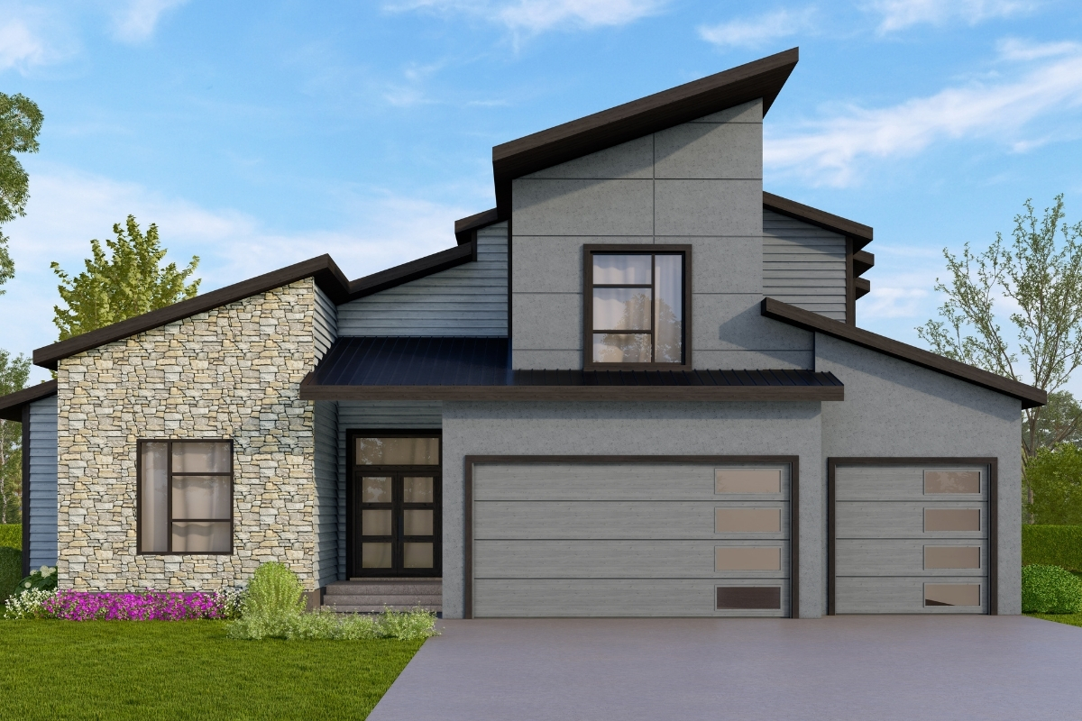 Modern home exterior built by Overland Park home builders